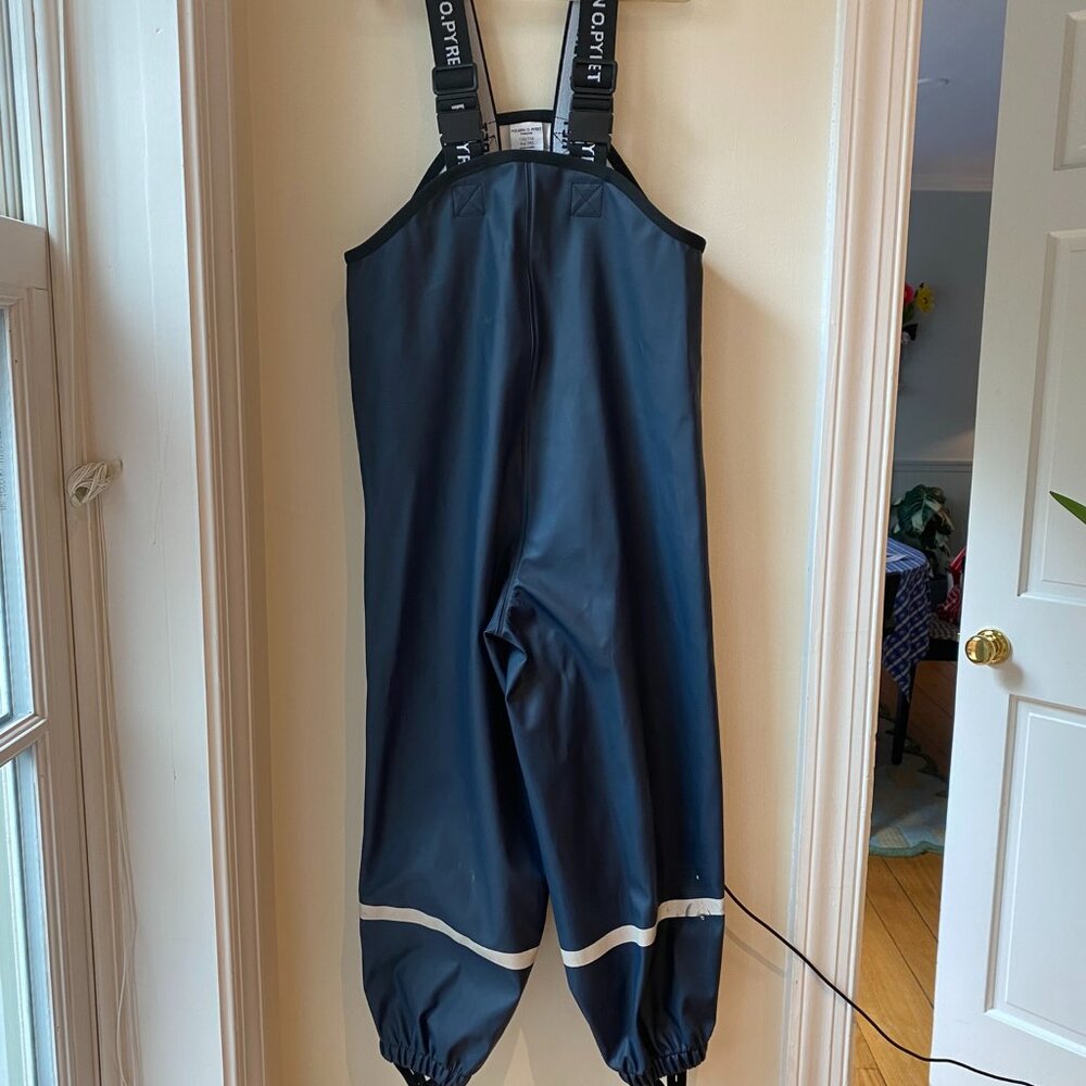 Polarn O. Pyret waterproof suspender rain pants - Navy size 4-6